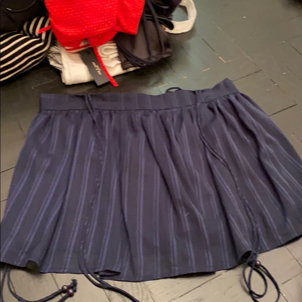 Blue striped line +dot skirt